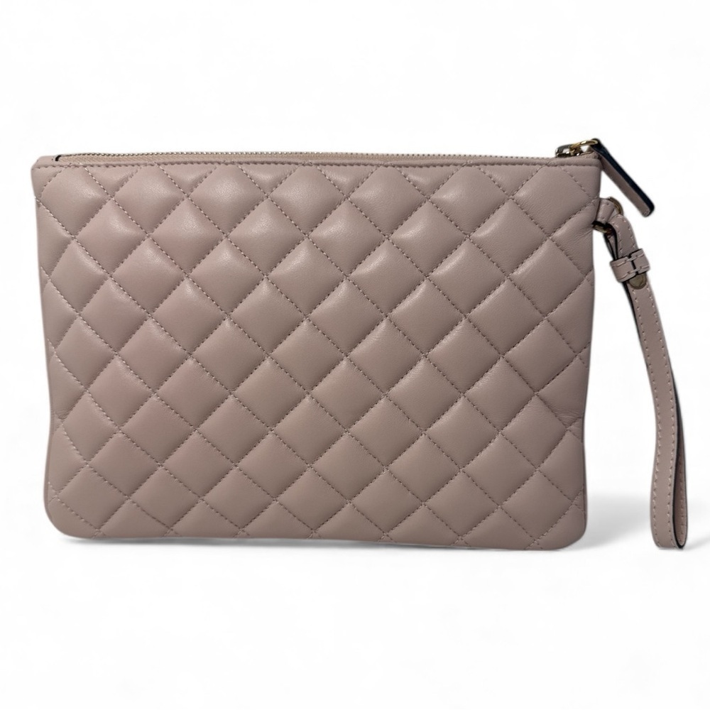 Versace Soft Pink Leather Quilted Wristlet Clutch - Picture 3 of 8
